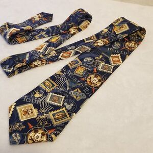 Walt Disney World Tie Silk Mickey Mouse World Tour Stamps Magic Kingdom 59x4